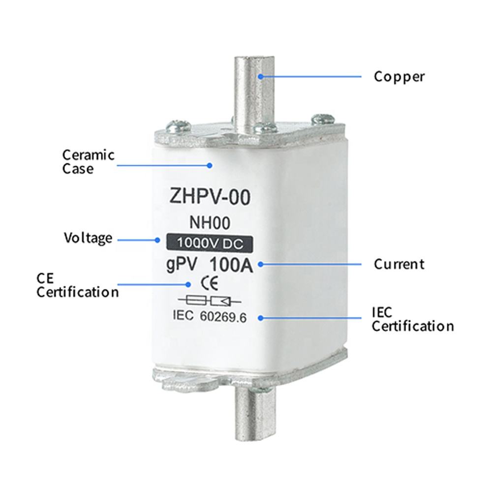 NH00-1000V IEC lav volt fotovoltaisk knivsikring plast 80A 6ka brytekapasitet